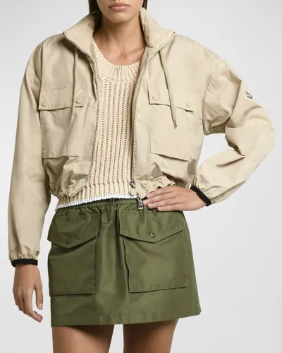 Moncler Leda Short Parka Jacket In Beige