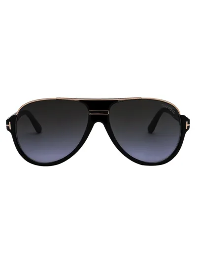 Tom Ford Eyewear Pilot Frame Sunglasses In Black