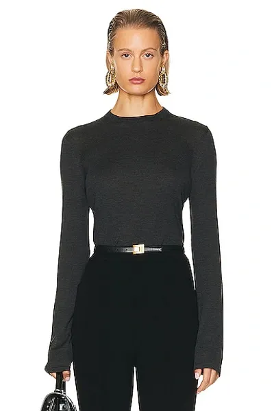 Saint Laurent Crewneck Sweater In Anthracite Chine