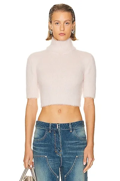 Givenchy 4g Tonal High Neck Cropped Sweater In Blush Pink