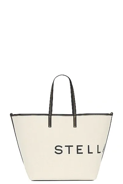 Stella Mccartney Salt And Pepper Canvas Tote Bag In Ecru