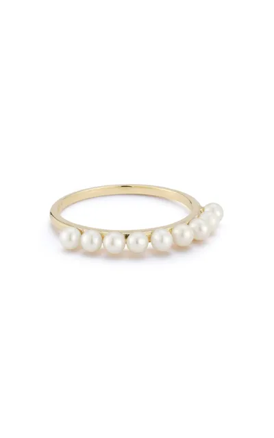 Mateo 14k Yellow Gold Diamond; Pearl Ring In White