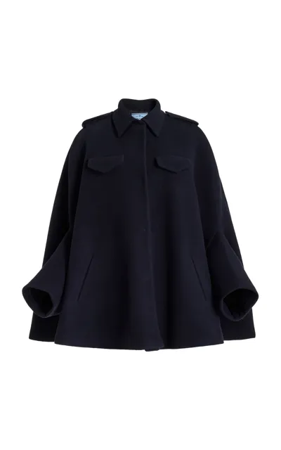 Prada Caban Coat In Blue