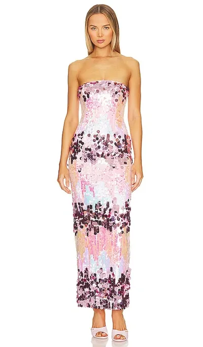 Majorelle Yasmina Gown In Iridescent Pink Multi