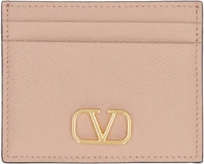 Valentino Garavani Valentino Vlogo Plaque Cardholder In Pink