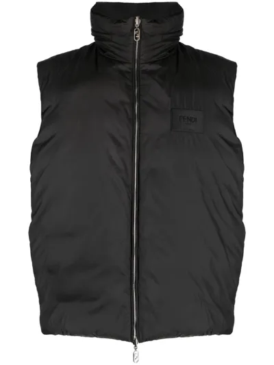 Fendi Reversible Padded Gilet In Black