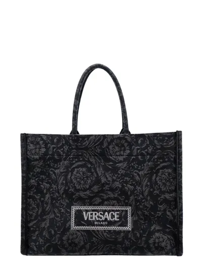 Versace Barocco Athena Tote Bag In Blackgold