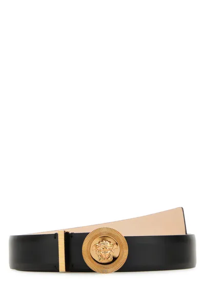 Versace Medusa Logo Belt In Black