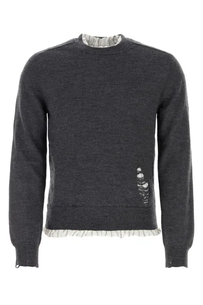 Maison Margiela Distressed Wool Jumper Sweater In Gray