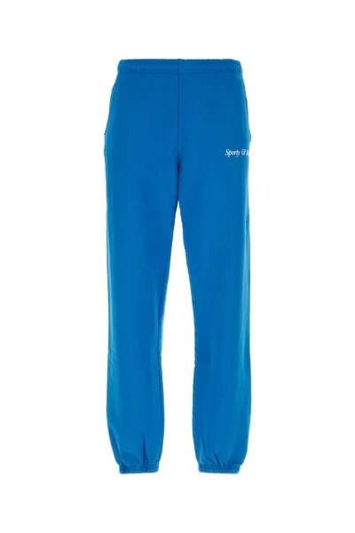 Sporty And Rich Cotton Joggers With Elastic Cuffs And Pockets In Blue