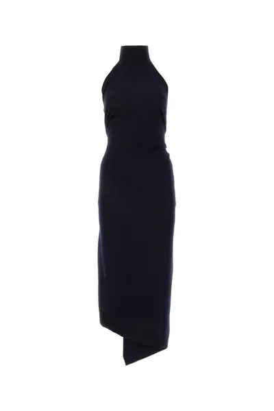 Fendi Open Back Asymmetric Knitted Maxi Dress In Blue