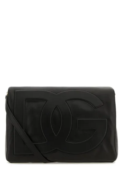 Dolce & Gabbana Dg Leather Clutch Bag In Black