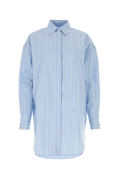 Off-white Striped Cotton-poplin Shirtdress In Multicolor