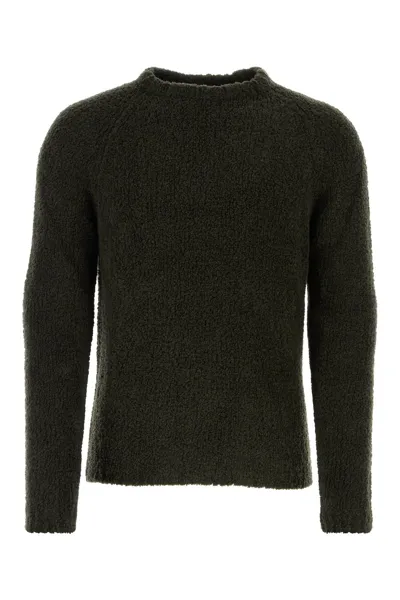 Ten C Knit Crew-neck Sweater In Luxurious Wool Blend In Green