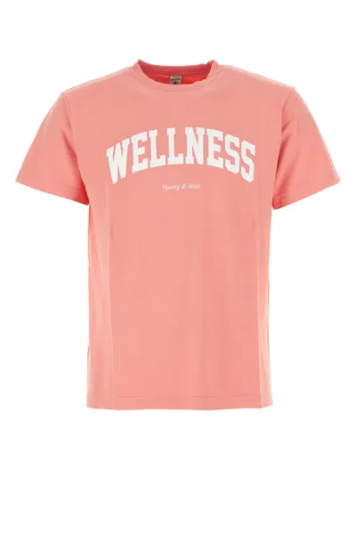 Sporty And Rich Straight Hem Cotton Crew-neck T-shirt In Pink