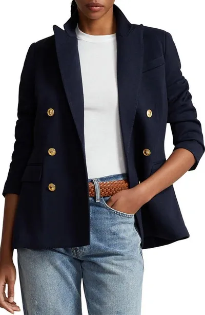 Ralph Lauren Double-breasted Blazer In Park Avenue Navy