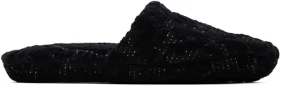 Versace Black Barocco Slippers In Anthracite