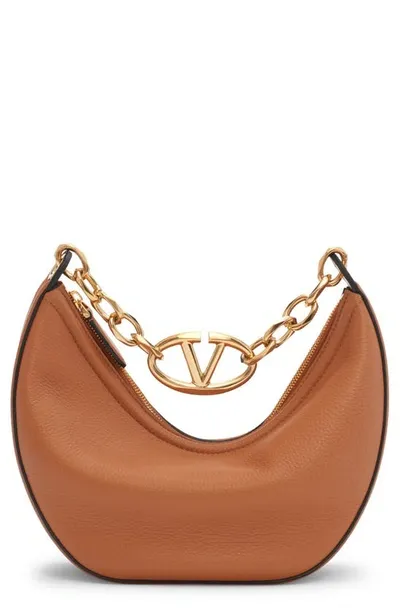 Valentino Garavani Small Vlogo Moon Hobo Bag In Brown