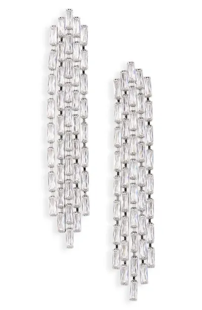 Shashi Sterling Silver Cubic Zirconia Cascading Drop Earrings