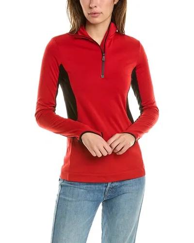 Moncler Colorblock Quarter-zip Sweatshirt In Red