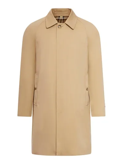 Burberry Camden Trench Coat With Cotton In Beige