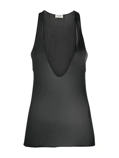 Saint Laurent Deep V-neck Tank Top In Schwarz