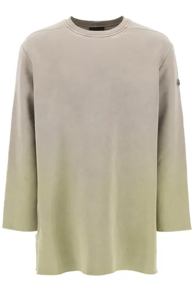 Moncler X Rick Owens Subhuman Raw Cut Hem Sweatshirt In Beige,neutro