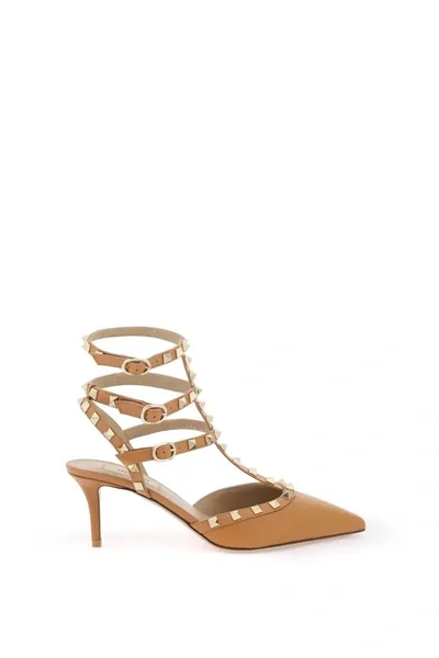 Valentino Garavani Rockstud Slingback Pumps In Brown