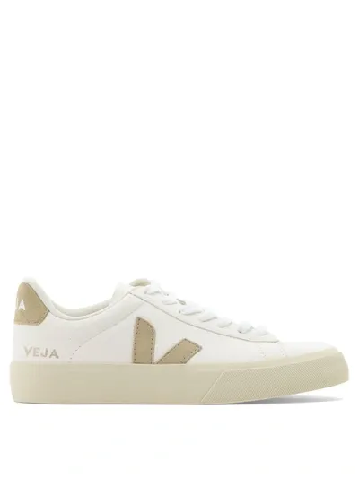 Veja White Leather Campo Sneakers In White,natural