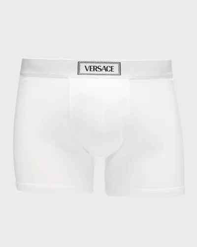 Versace 90s  Logo-waistband Boxer Briefs In 1w000-optical White