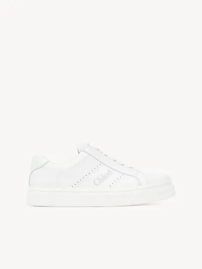 Chloé Baskets Lauren Femme Blanc Taille 36 100% Cuir De Brebis In White