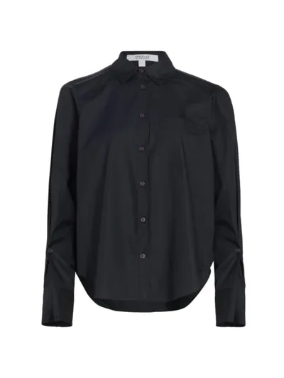 Derek Lam 10 Crosby Women's Boxy High-low Cotton Shirt In Black