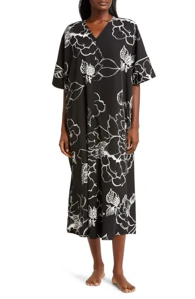 Natori Juliette Printed Satin Nightgown In Black Combo