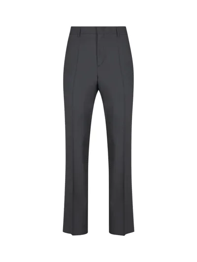 Valentino High Waist Straight Leg Pants In Grey