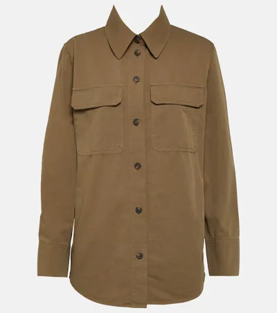 Vince Cotton Overshirt In Beige