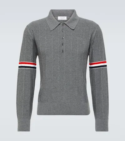 Thom Browne 4-bar Wool Polo Sweater In Grey