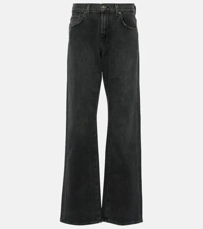 7 For All Mankind Grey Jo High-rise Wide-leg Jean