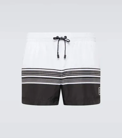 Dolce & Gabbana Printed Swim Trunks In Black