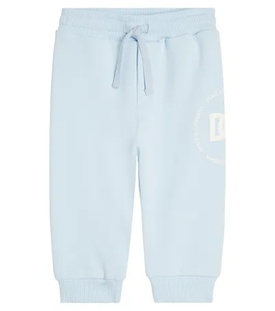 Dolce & Gabbana Baby Dg Cotton Jersey Sweatpants In Blue