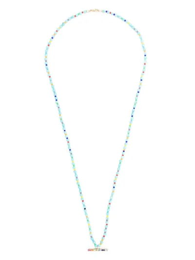 Luis Morais 14kt Yellow Gold T-bar Bead Necklace