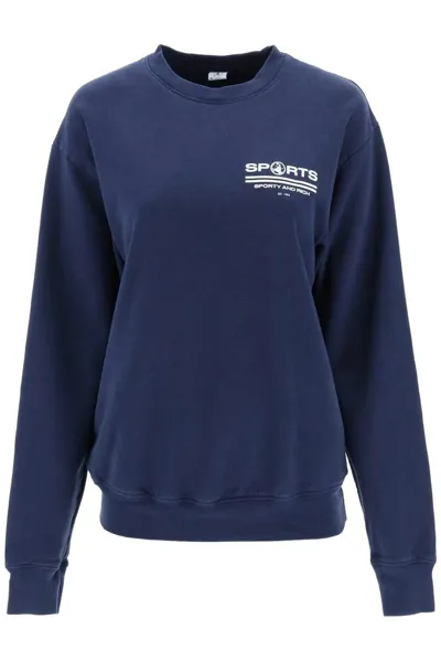 Sporty And Rich Sporty & Rich Logo Printed Crewneck Sweatshirt In Navy