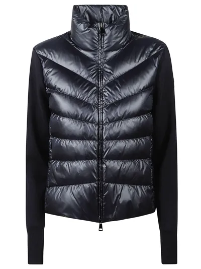 Moncler Zip Padded Cardigan In Blue