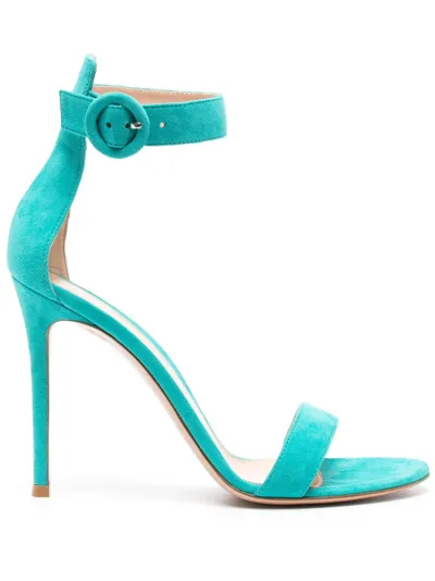 Gianvito Rossi Portofino 85 Suede Sandals In Blue