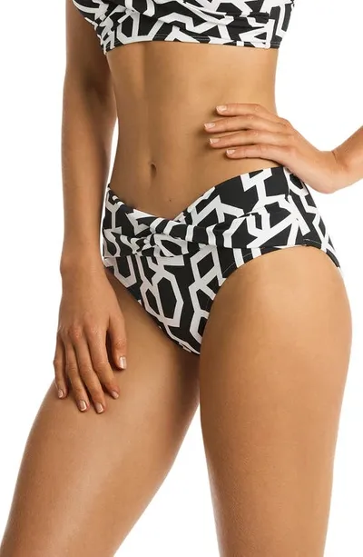 Sea Level Deco Twist Mid Bikini Bottoms In Black