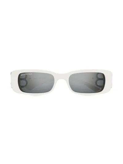 Balenciaga Logo Rectangle Acetate Sunglasses In White