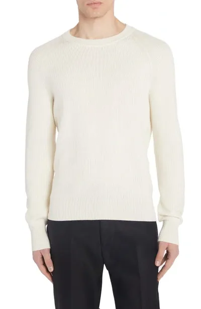 Tom Ford Silk Merino Raglan Sweater In White