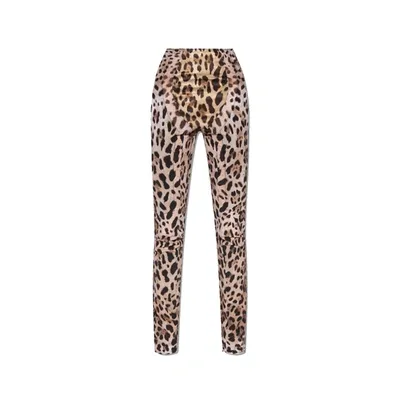 Dolce & Gabbana X Kim Leopard Pants In Brown