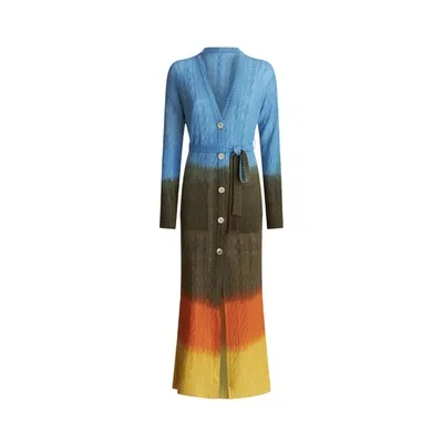 Etro Embroidered-logo Cardi-coat In Green