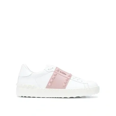 Valentino Garavani Rockstud Untitled Leather Sneakers In White