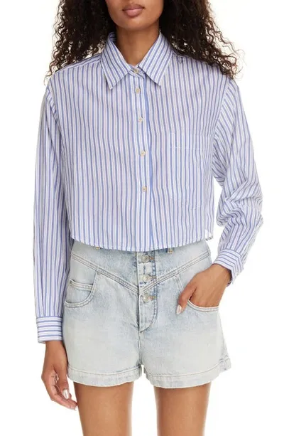 Isabel Marant Étoile Eliora Striped Button-front Crop Shirt In Light Blue